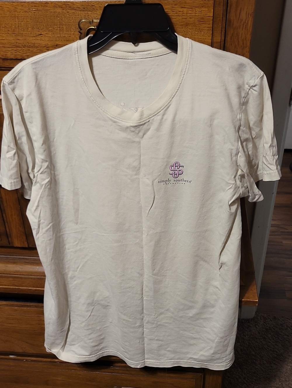 Simply Southern Cream Short Sleeve Tee with Purple Logo